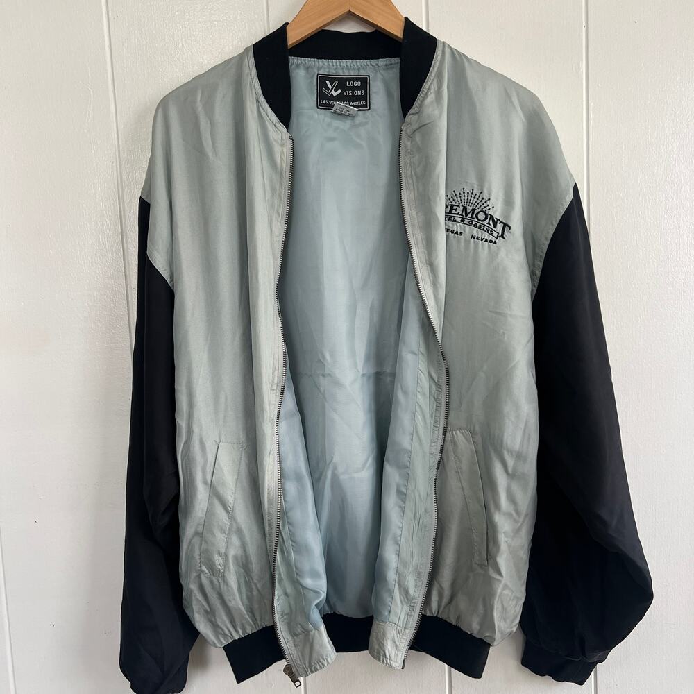 Vintage Logo Visions Mens 100% Silk Lightweight FREMONT HOTEL CASINO Jacket M - Picture 3 of 9